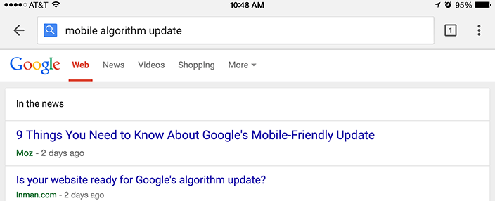 Google's mobile algorithm update